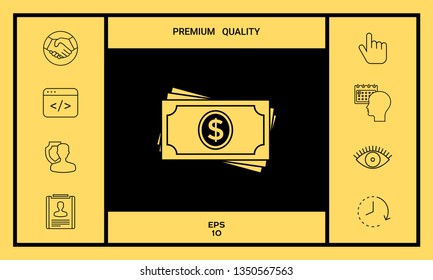 Money banknotes stack icon. Graphic elements for your design
