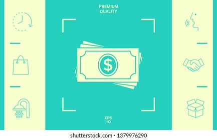Money banknotes stack icon. Graphic elements for your design