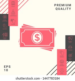 Money banknotes stack icon. Graphic elements for your design