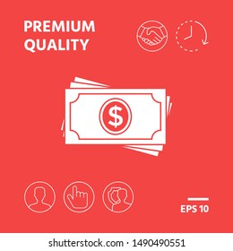 Money banknotes stack icon. Graphic elements for your design