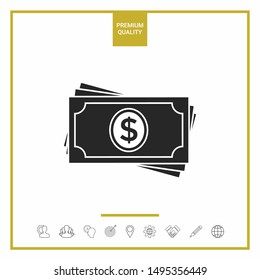 Money banknotes stack icon. Graphic elements for your design