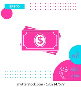 Icono de pila de billetes. Elementos gráficos para el diseño