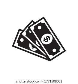 Money banknotes vector icon, heap bill money isolated on white background, Money dollar business concept, vector illustration