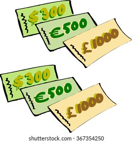 Money banknotes, vector isolated icons