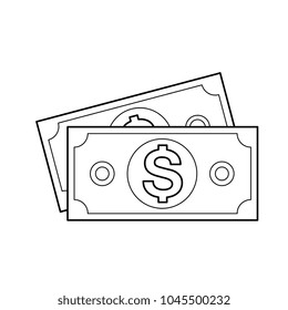 Money banknotes vector line icon isolated on white background. Two dollar bills line icon for infographic, website or app.