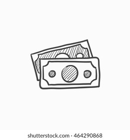 Money banknotes vector sketch icon isolated on background. Hand drawn Money banknotes icon. Money banknotes sketch icon for infographic, website or app.