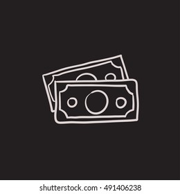 Money banknotes vector sketch icon isolated on background. Hand drawn Money banknotes icon. Money banknotes sketch icon for infographic, website or app.