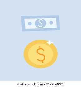 Dinero. Billetes para tu diseño. Ilustración vectorial en estilo plano