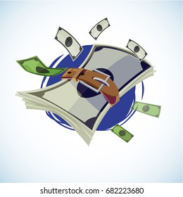 Money With Belt. Tight Budget Money Concept. - Vector Illustration