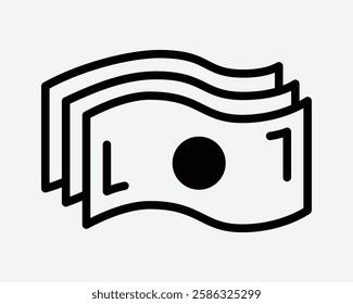 Money Bill Cash Notes Banknotes Bank Wealth Pieces Currency Dollar Outline Line Shape Icon Sign Symbol Illustration Artwork Graphic Vector