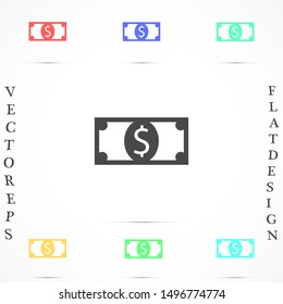 Money bill isolated on white background. Vector illustration. Eps 10.
Dollar icon. Cash concept. Vector illustration.