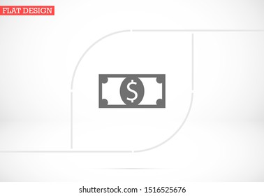 Money bill isolated on white background. Vector illustration. Eps 10.
Dollar icon. Cash concept. Vector illustration.