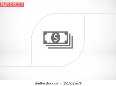 Money bill isolated on white background. Vector illustration. Eps 10.
Dollar icon. Cash concept. Vector illustration.
