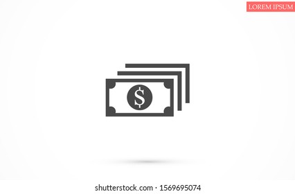 Money bill isolated on white background. Vector illustration. Eps 10.
Dollar icon. Cash concept. Vector illustration.