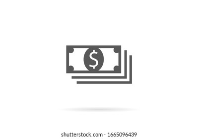 Money bill isolated on white background. Vector illustration. Eps 10.