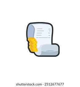 money bill paper in outline flat vector design.
