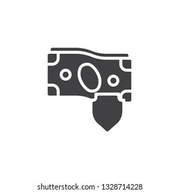 Money bill and shield vector icon. filled flat sign for mobile concept and web design. Financial Insurance glyph icon. Money Protection symbol, logo illustration. Pixel perfect vector graphics