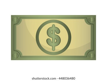 Money billet  isolated flat design, vector illustration concept.