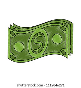 Money billets isolated scribble