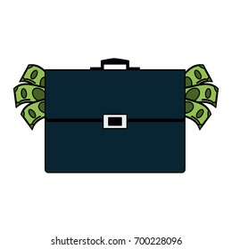 money bills coming out of briefcase icon image 