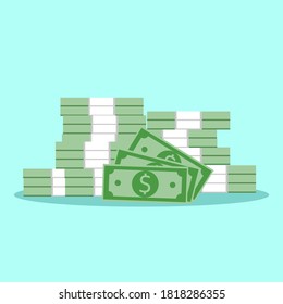 Money Bills. Dollar Cash Paper Bank Notes. Cash Heap Pile. Currency Stack Vector