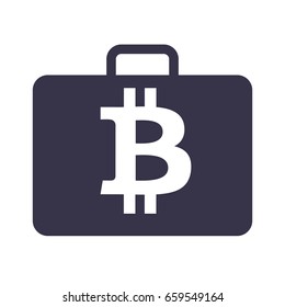 Money bitcoin briefcase isolated flat vector icon