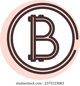 Money bitcoin, illustration or icon, vector on white background.