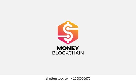 Icono de diseño de vectores de logotipo minimalista de la cadena de bloqueo de dinero