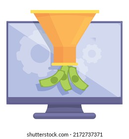 Money Blog Icon Cartoon Vector. Monetize Funnel. Lead Profit