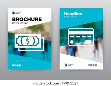 Money Blue Bank Card USD Minimalist Trend Business Corporate Social Life annual report brochure flyer design template stock vector, Leaflet abstract flat background, layout A4 size, EPS, 2016