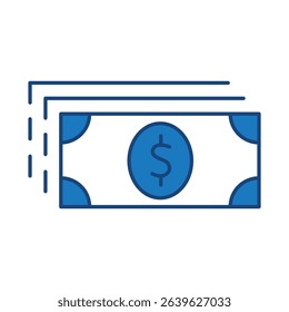 Money Blue Line Editable Stroke Icon. Real Estate, Building, House, Home, Property Vector Illustration