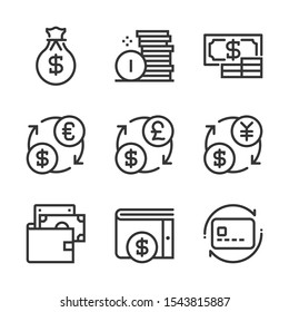 Money, bold line icons. The illustrations are a vector, editable stroke, 48x48 pixel perfect files. Crafted with precision and eye for quality.