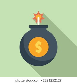 Icono de la bomba de dinero vector plano. Política comercial. Riesgo financiero