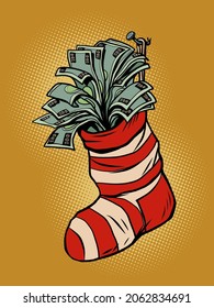 money bonus prize gift income profit christmas sock for gifts