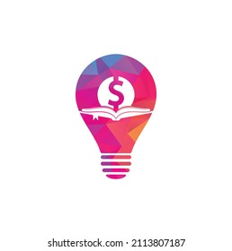 Money Book bulb shape Icon Logo Design Element. Doller and book icon with logo