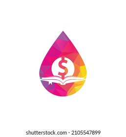 Money Book drop shape Icon Logo Design Element. Doller and book icon with logo