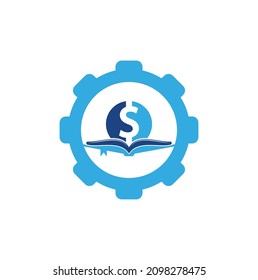 Money Book gear shape Icon Logo Design Element. Doller and book icon with logo