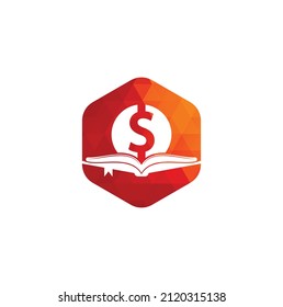 Money Book Icon Logo Design Element. Doller and book icon with logo.	