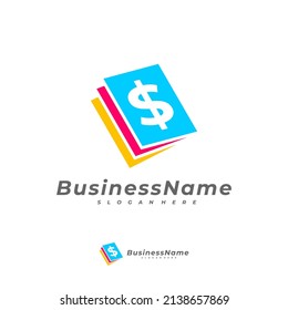 Plantilla vectorial del logotipo del Libro de Dinero, conceptos de diseño del logotipo de Dinero Creativo