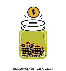 Caja de Dinero o Jar Bancaria de Efectivo con Ranura como Contenedor para la Ilustración del Vector de Almacenamiento de Monedas