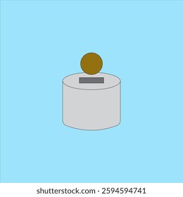 Money box with coin vector illustration. Financial investment and deposit, savings for retirement, donate money charity concept.