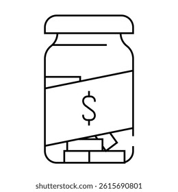 money box with coins line icon vector. money box with coins sign. isolated contour symbol black illustration