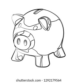 money box contour vector illustration
