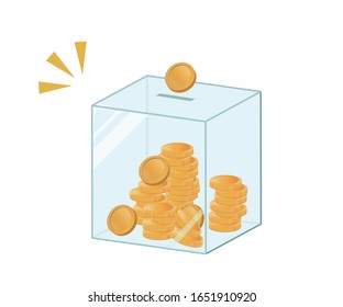 Money box, donation box, etc.The box in which money is inserted.