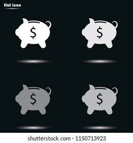 Money box flat grayscale vector icon.