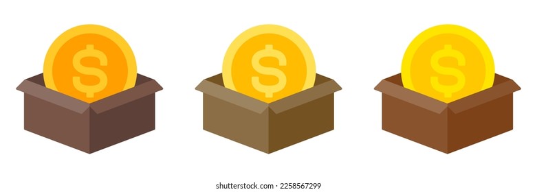 Caja de dinero aislada en estilo plano
