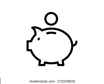 Money Box Icon. Piggy Or Coin Bank Icon. Finance And Savings Concept. Pig Money Box Icon. Vector Money Box. Piggy Bank Savings. Coin Into Piggy For Saving Money