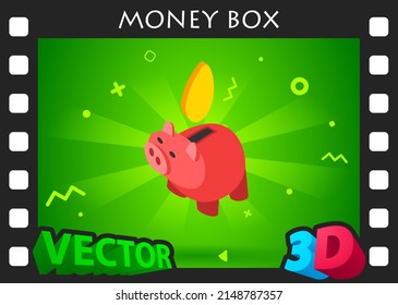 Money box isometric design icon. Vector web illustration. 3d colorful concept