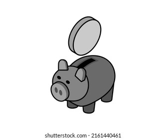 Money box isometric design icon. Vector web illustration. 3d colorful concept