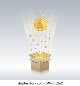 Money box with light On a gray background